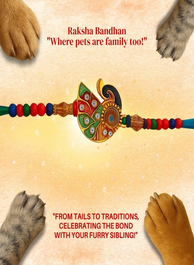 Sage Square Paw Bandhan Rakhi for Dog, Cat & Small Pets | Celebrate Bonds of Love This Raksha Bandhan | Cute Rakhi with Beads, Decorative Threads | Gift for Pet Lovers & Furry Companions (Type 9) - Image 5